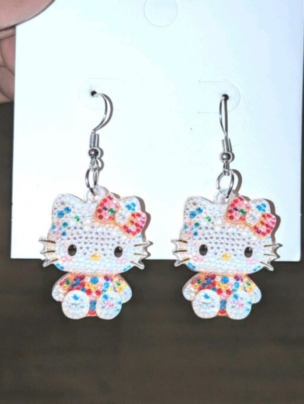 Hello Kitty Sparkle Dangle Earrings - Multicolor For Kids and Adults - Picture 3 of 7
